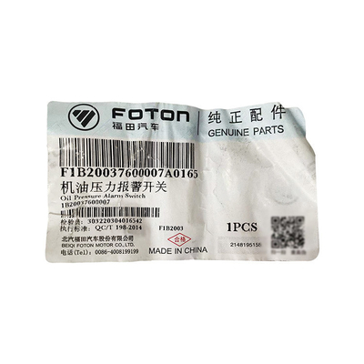 Fukuda Original Auto and Truck Parts Omar Aoling MRT Oil Pressure Alarm Switch for Foton